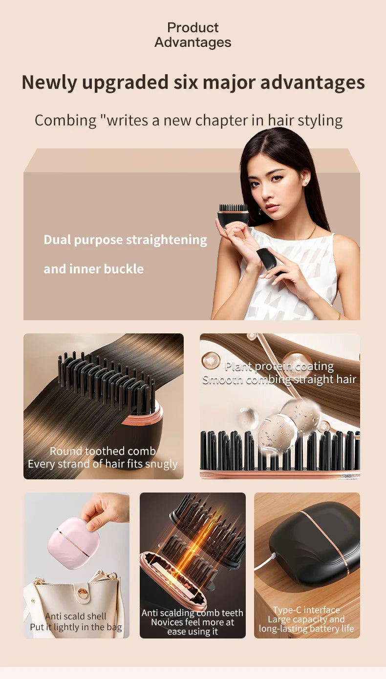 MYRA™ SmoothGo – Mini Heating Brush for Smoothing & Taming